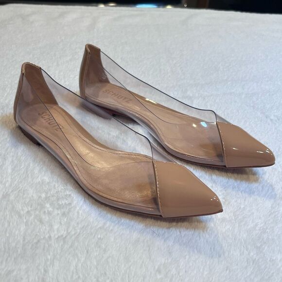 Schutz Clearly Vinyl Nude Flats Size 8.5b - Picture 1 of 6